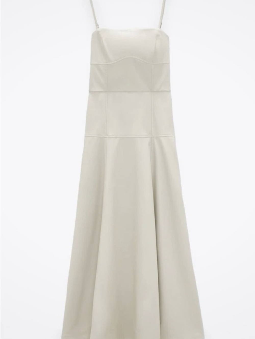 Zara  faux leather  Cream Maxi Dress